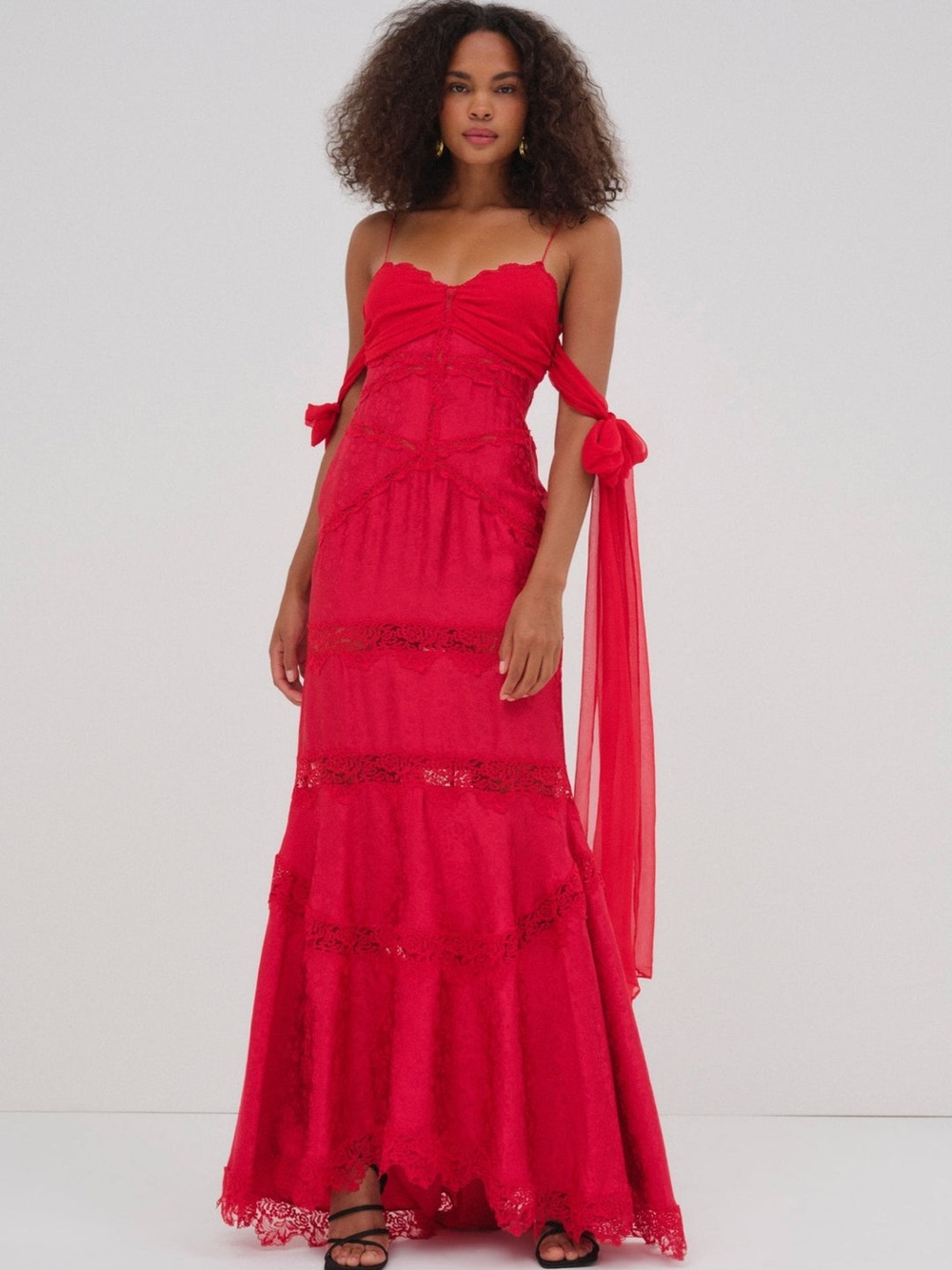 $729 NWT For Love And Lemons “Rita” Lace Maxi Dress Sz X-Small
